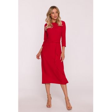 Rochie eleganta cu volan decorativ - rosu - Rosu