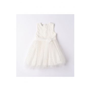 Rochie eleganta din tull pentru fete -  4.6300 - Alb crem - Alb/Auriu/Crem