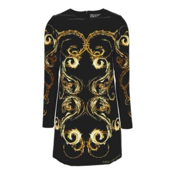 Rochie eleganta  poliester/elastan - negru/galben