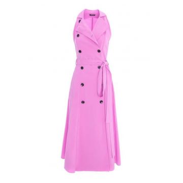 Rochie evazata cu doua randuri de nasturi - fara maneci - Lila
