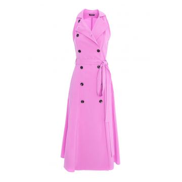 Rochie evazata cu doua randuri de nasturi - fara maneci - Lila