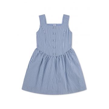 Rochie evazata cu dungi - Albastru deschis/Albastru petrol