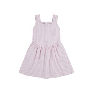 Rochie evazata cu dungi - Roz pastel