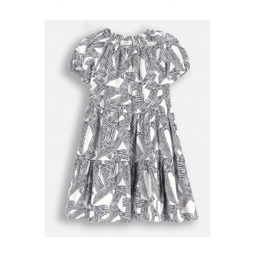 Rochie evazata cu imprimeu cu funde -