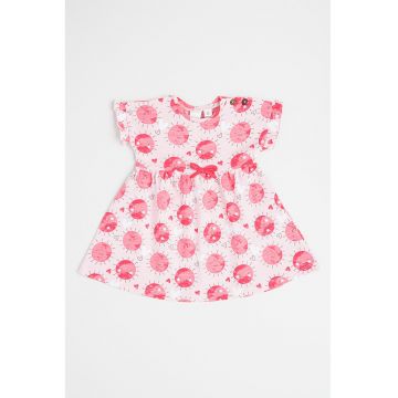 Rochie evazata cu imprimeu grafic - Roz pastel/Roz fandango/Alb optic