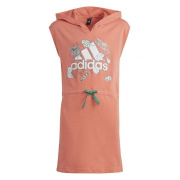 Rochie fete - Adidas - Summerglam - design tropical - portocaliu - amestec de materiale reciclate -