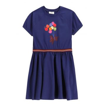 Rochie fete -  bumbac/elastan - bleumarin