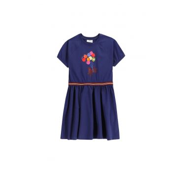 Rochie fete -  bumbac/elastan - bleumarin