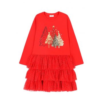 Rochie fete -  bumbac/elastan - rosu