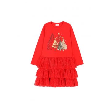 Rochie fete -  bumbac/elastan - rosu