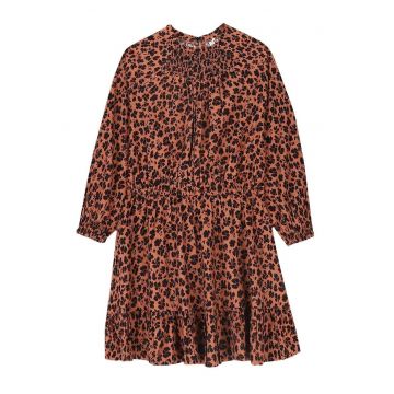Rochie fete -  din stofa - negru/maro