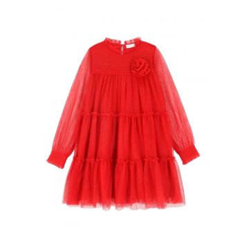 Rochie fetite - din tul -  rosu