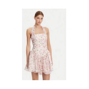 Rochie  floral - roz - 82% lyocell -