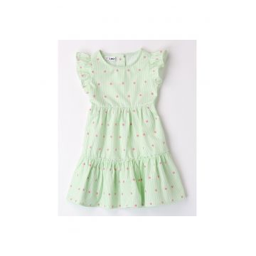 Rochie lejera cu imprimeu floral pentru fete - Alb - Rosu - Alb/Verde