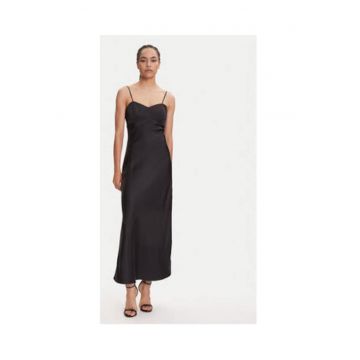 Rochie lunga cu decolteu sweetheart - Negru