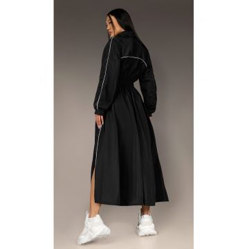 Rochie maxi cu detalii contrastante Code Ribbed - Negru