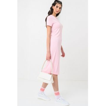 Rochie midi cu maneci scurte - Roz pal