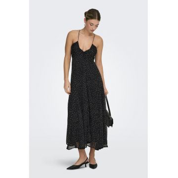 Rochie midi cu model buline - Alb/Negru