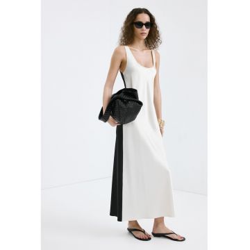 Rochie midi cu model colorblock - Negru/Alb murdar