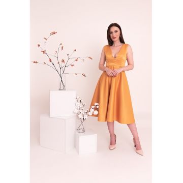 Rochie midi de satin Juliet - Portocaliu