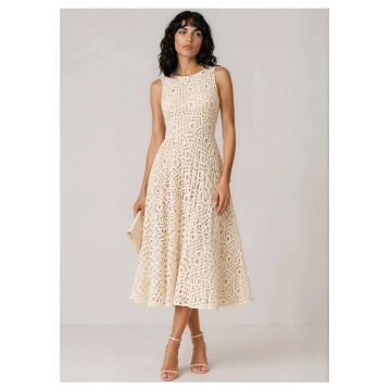 Rochie midi din bumbac macrame CHIARA