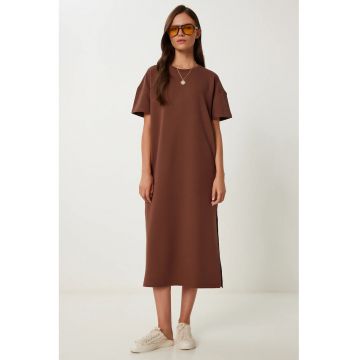 Rochie Midi - Happiness Istanbul - bumbac - maro -
