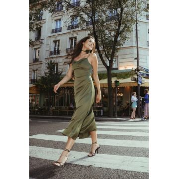 Rochie Midi Satinata - Verde - Venus