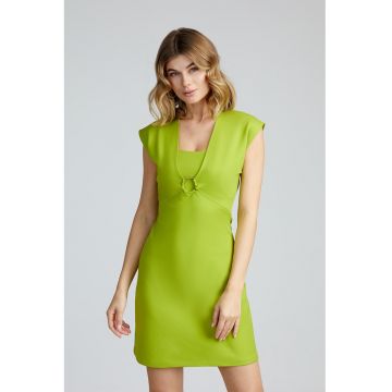 Rochie mini cu decolteu adanc in V - Verde lime