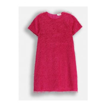 Rochie  pentru fete - roz - franjuri - poliester - maneca scurta