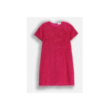Rochie  pentru fete - roz - franjuri - poliester - maneca scurta