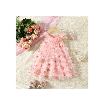 Rochie Roz Fetite cu Floricele Valeria