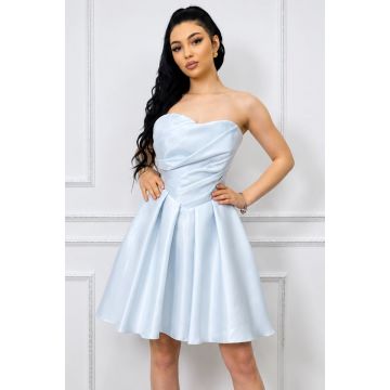 Rochie scurta babydoll Zafira, croiala de ocazie cu reflexii lucioase, Blue