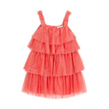 Rochie stralucitoare cu model stratificat - Rosu