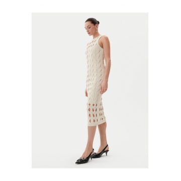 Rochie tricotata de dama -  bej - 63% viscoza - 37% nailon -