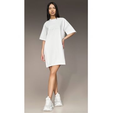 Rochie-tricou cu maneci cazute Tectonic - Alb