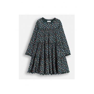 Rochie -  verde - imprimeu floral - maneca lunga - marimea 98