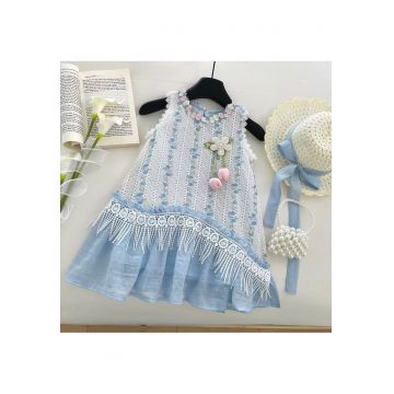 Rochita Fetite Albastru Broderie Florala Miriam