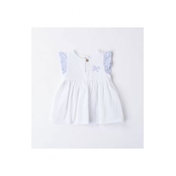 Rochita muselina cu imprimeu floral pentru bebe fetita -  4.6137 - Alb/Albastru - Alb/Albastru