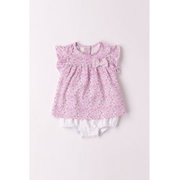 Set de rochie si chiloti - 2 piese - Fucsia/Alb optic