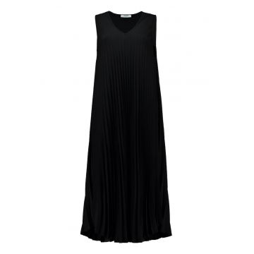 Rochie asimetrica cu pliuri - fara maneci - Negru