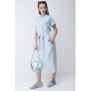 Rochie-camasa de in cu maneci scurte - Albastru lavanda