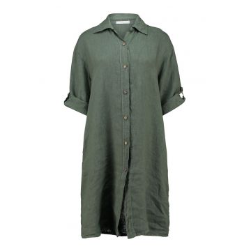 Rochie-camasa din in - Kaki