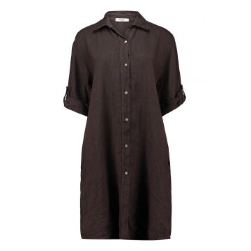 Rochie-camasa din in - Maro pamantiu