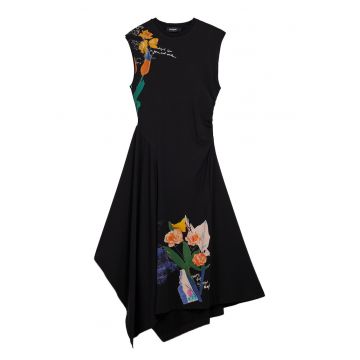 Rochie casual -  bumbac - negru - din 95% bumbac - 5% elastan