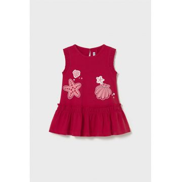 Rochie cu imprimeu fara maneci - Rosu inchis