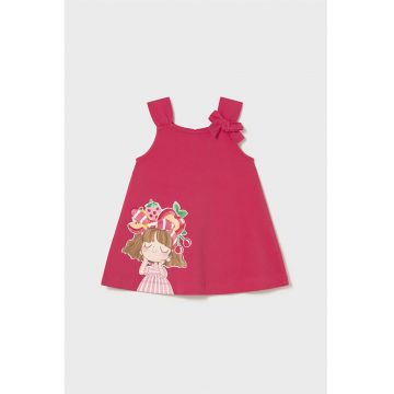 Rochie cu imprimeu fara maneci - Roz zmeuriu