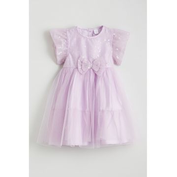 Rochie cu paiete si strat exterior din tul - Lila