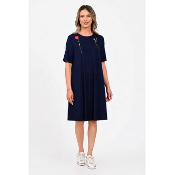Rochie Dama -  A-Line - cu Pictura Realizata Manual V396