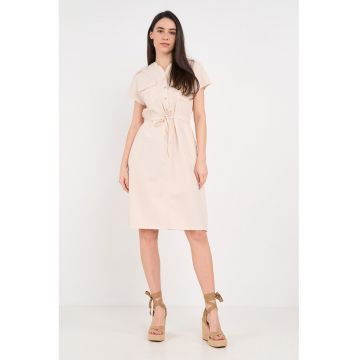 Rochie de bumbac cu buzunare laterale - Bej deschis