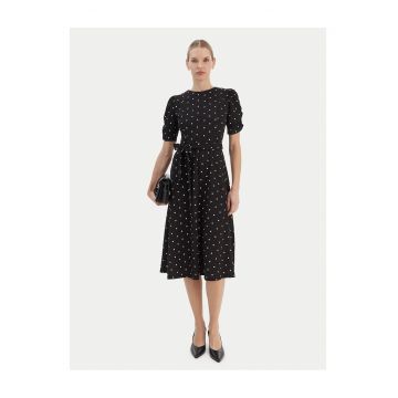 Rochie de zi -  neagra - poliester - fermoar -